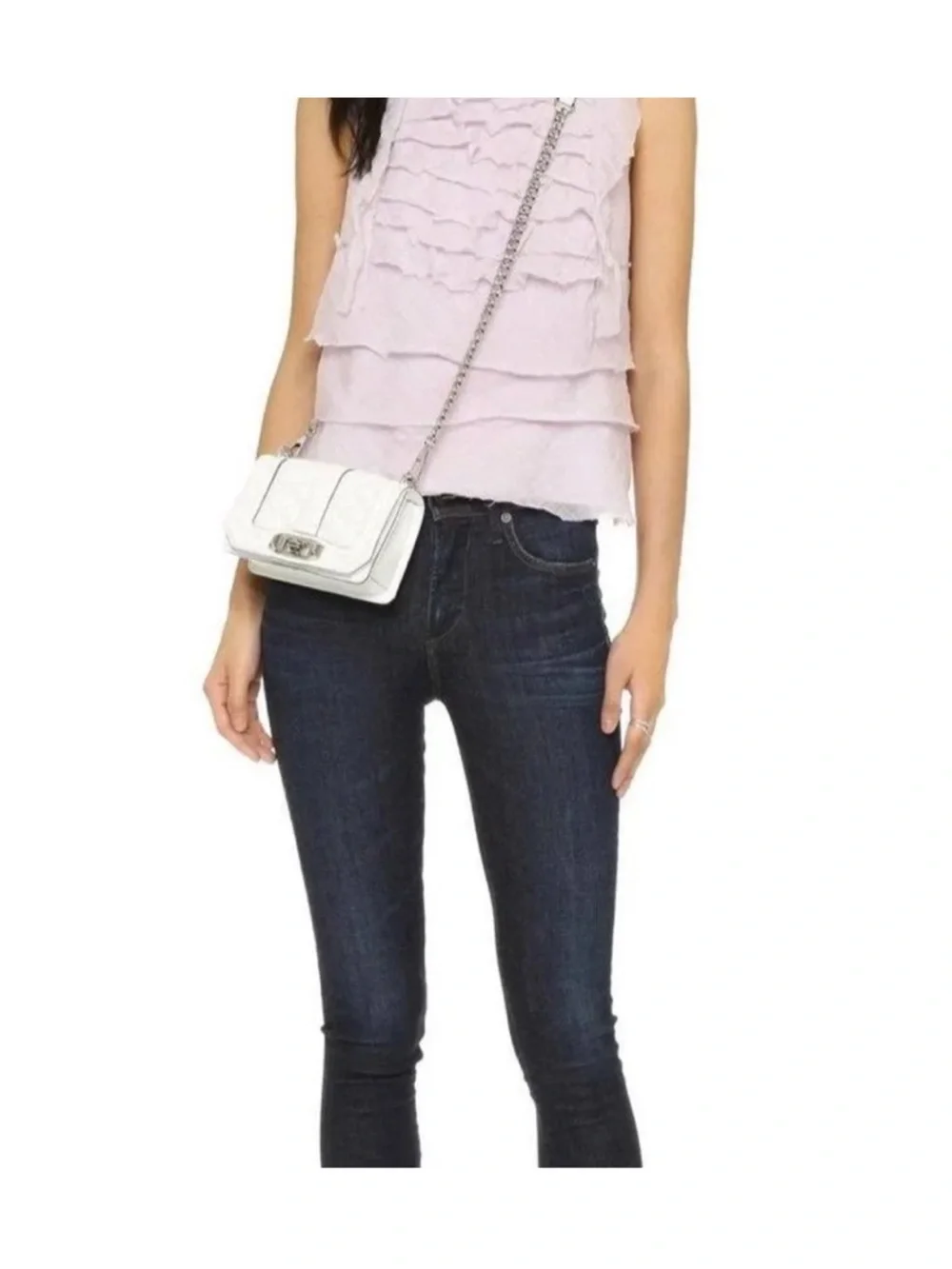 Rare Rebecca Minkoff Quilted Crossbody in Off White with Gold Hardware